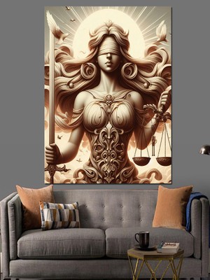 Adalet Heykeli Dekoratif Kanvas - Mdf Ahşap Tablo