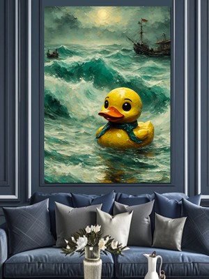 Denizdeki Ördek Dekoratif Kanvas - Mdf Ahşap Tablo