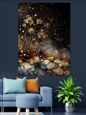 Soyut Çiçekler Dekoratif Kanvas - Mdf Ahşap Tablo