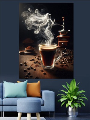 Sıcak Kahve Fincanı Dekoratif Kanvas - Mdf Ahşap Tablo