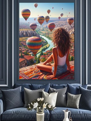 Kapadokya'daki Balonlar Dekoratif Kanvas - Mdf Ahşap Tablo