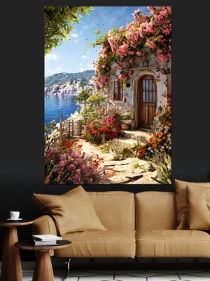 Sessiz Koyda Ev Dekoratif Kanvas - Mdf Ahşap Tablo