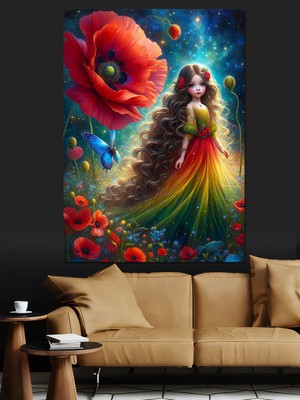 Parmak Kız Dekoratif Kanvas - Mdf Ahşap Tablo