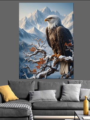 Daldaki Kartal Dekoratif Kanvas - Mdf Ahşap Tablo