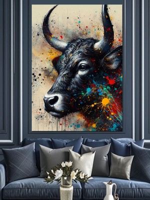 Boğa Dekoratif Kanvas - Mdf Ahşap Tablo