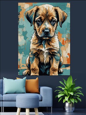 Sevimli Yavru Köpek Dekoratif Kanvas - Mdf Ahşap Tablo
