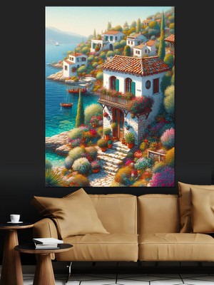 Çiçekli Tepe Dekoratif Kanvas - Mdf Ahşap Tablo