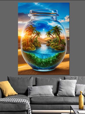 Çöldeki Vazo Dekoratif Kanvas - Mdf Ahşap Tablo