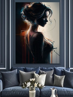 Kadın  ve Işıklar Dekoratif Kanvas - Mdf Ahşap Tablo