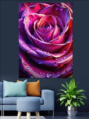 Mor Gül Dekoratif Kanvas - Mdf Ahşap Tablo