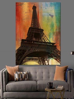 Eyfel Kulesi Paris Dekoratif Kanvas - Mdf Ahşap Tablo