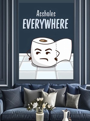 Mutsuz Tuvalet Kağıdı Dekoratif Kanvas - Mdf Ahşap Tablo