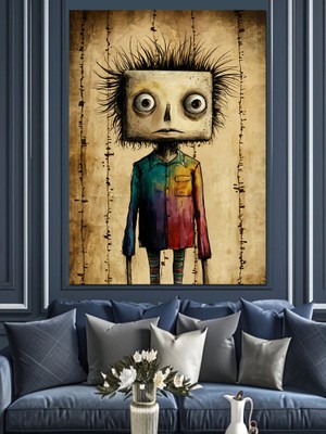 Sevimli Robot Dekoratif Kanvas - Mdf Ahşap Tablo