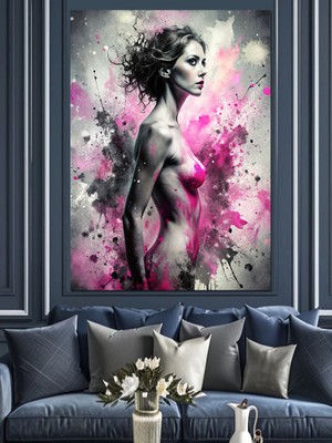 Nü Kadın ve Renkler Dekoratif Kanvas - Mdf Ahşap Tablo