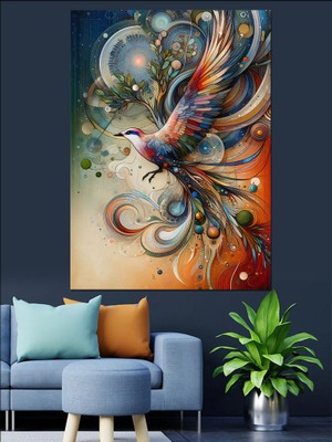 Desenli Kuş Dekoratif Kanvas - Mdf Ahşap Tablo