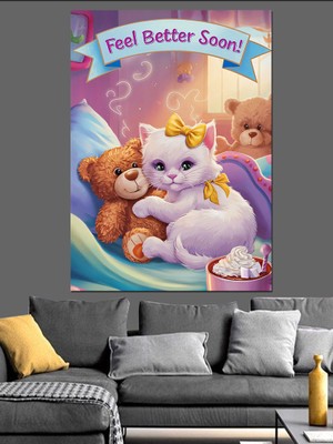 Geçmiş Olsun Dileğinde Bulunmak Dekoratif Kanvas - Mdf Ahşap Tablo