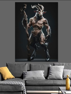 Canavar Keçi   Dekoratif Kanvas - Mdf Ahşap Tablo