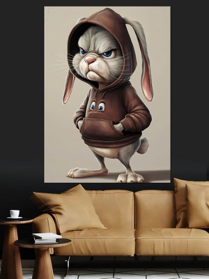 Kapşonlı Tavşan Dekoratif Kanvas - Mdf Ahşap Tablo