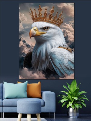 Kral Taçlı Kartal Dekoratif Kanvas - Mdf Ahşap Tablo