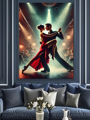 Tango Yapan Çift Dekoratif Kanvas - Mdf Ahşap Tablo