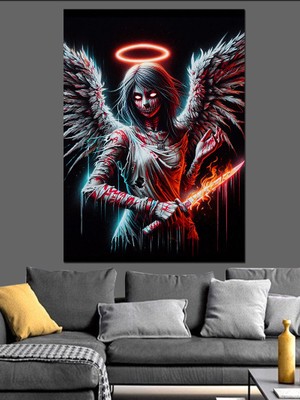 Katil Melek Dekoratif Kanvas - Mdf Ahşap Tablo