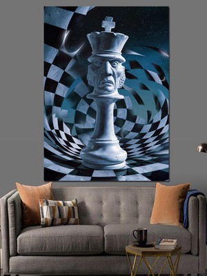 Satranç Temalı Dekoratif Kanvas - Mdf Ahşap Tablo