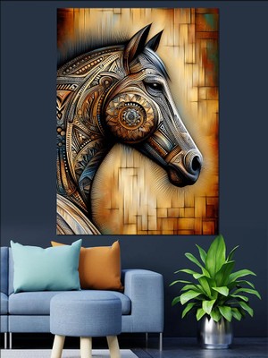 Desenli At Dekoratif Kanvas - Mdf Ahşap Tablo