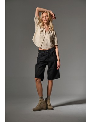 Bol Kesim Rahat Jean Kot Salaş Kadın Diz Altı Şort @taranto