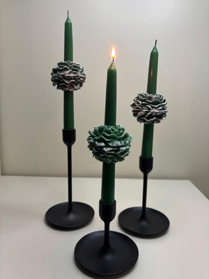 Usta Mum 1 Adet Şakayıklı Şamdan Mum - Konsept Tasarım Ortası Çiçekli Şamdan Mumu Şakayık Çiçeği