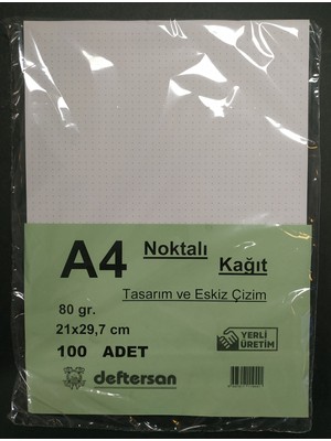 Deftersan A4 Noktalı Kağıt 100 Adet 80 Gram 21x29,7 cm Tasarım ve Çizim İçin Uygun