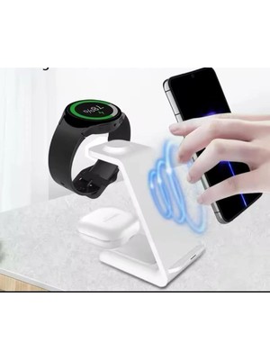 Holatec 3 In 1 Kablosuz Ultra  Ince  Alüminyum Döküm Sertleştirilmiş Cam 15W Hızlı Şarj