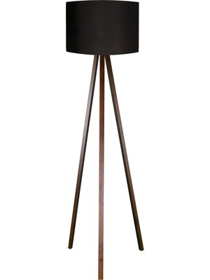 Yuvarlak Siyah Başlık Kahve Ayak Lambader