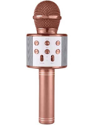 Karaoke Mikrofonlu Hoparlör - Şarjlı -Bluetooth Rose Gold (4172)