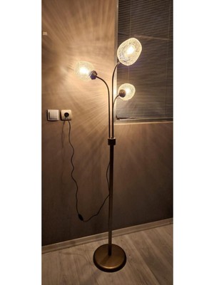 Teknotrust Zambak 3 Lü Eskitme Lambader Çatlak Camlı Modern Oturma Odası, Yatak Odası, Salon Lambader