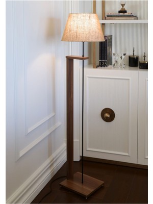 Pi Ahşap Gövdeli Jüt Kumaş Başlıklı Lambader AYD-3128