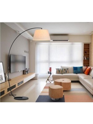 Teknotrust Retro Rustik Krem Kumaş Hareketli Başlık Mafsallı Metal Lambader Ayaklı Lamba Köşe Lambası