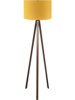 Kumaş Başlıklı Ceviz Ayaklı Ahşap Lambader