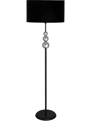 Teknotrust Üçlü Krom Küre Tek Ayaklı Siyah Metal Lambader - Siyah