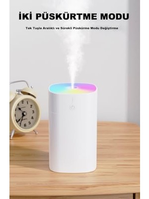 Temizleyici (Beyaz) Nemlendirici Hava Nemlendirici Oda Difüzörü H2O ve Aroma Buhar Makinesi Buharlı Nemlendirici Hava Nemlendirici Nemlendirici Işıklı Nemlendirici Ortam Ultrasonik Hava 400 ml Yeni