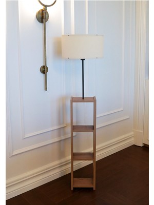 Dekoratif Ahşap Raflı Kitaplık Lambader Silindir Şapka AYD-2559