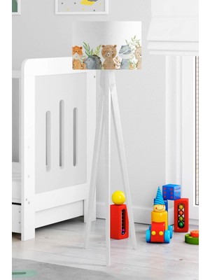 Teknotrust Suluboya Hayvanlar Çocuk Odası Lambader Beyaz