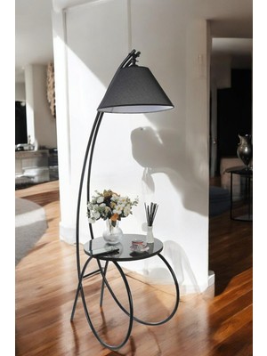 Teknotrust Güler Siyah Lambader Pramit Hasır Siyah Abajurlu