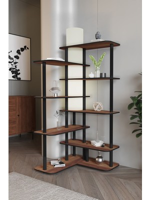 Teknotrust Cross Raflı  Lambader Kitaplık Ceviz