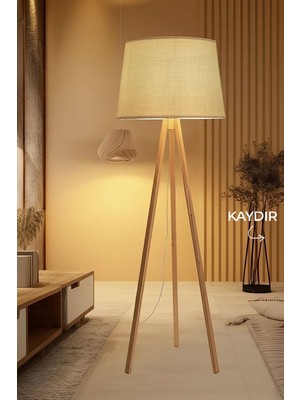 Teknotrust Doğal Rattan Hasır Ahşap Lambader