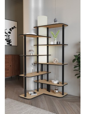 Teknotrust Cross Raflı  Lambader Kitaplık Meşe