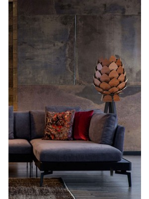 Teknotrust Lambader - Dekoratif Ahşap Kozalak Lambader Hisar Cevizi / Koyu Kahve Ayak