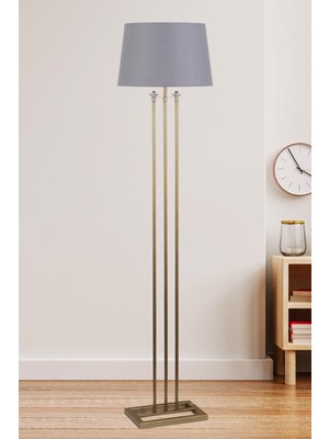 Teknotrust Lona Eskitme Lambader Gri Konik Şapka Modern , Yatak Odası, Salon Lambader