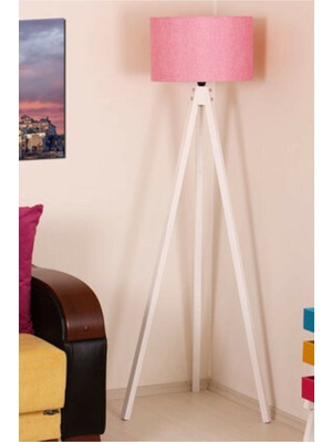 Teknotrust Dekor Lambader Beyaz Ahşap Ayak / Pembe Şapka