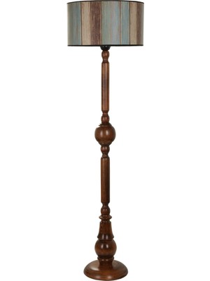 Teknotrust Pırıl Ceviz Lambader Silindir Renkli Abajurlu