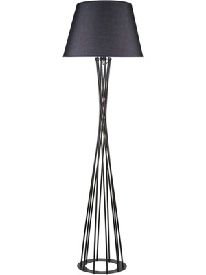 Teknotrust Retro Metal Dekoratif Siyah Köşe Lambası Lambader Başlık Çap:45  cm